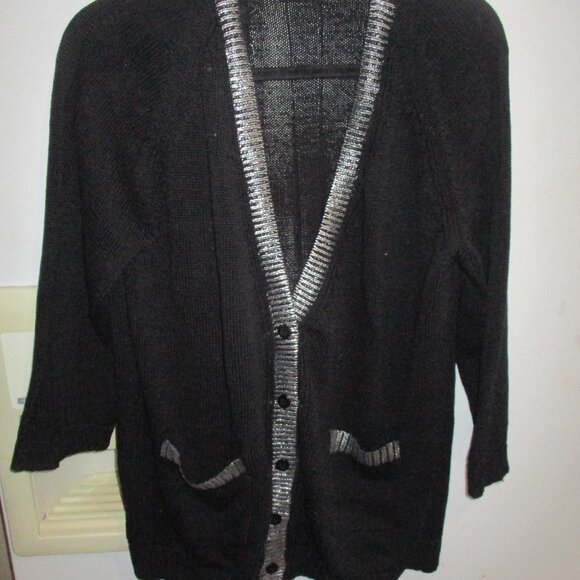 peace of cloth new nwt knit button cardigan black nyc xl cotton - Picture 1 of 6